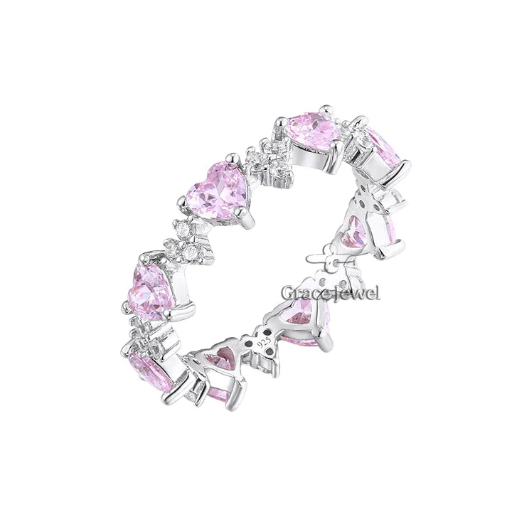 Grace Jewel Fine Ring 925 Sterling Ring  Infinity Girl AA Cubic Zirconia Heart Cut Zircon Rings