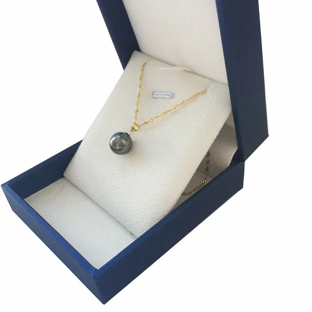 18 Inch 0.8g Real 18 k Gold AU750 Gold Wave Chain Choker Necklace9-10 MM NATURE Tahitian Black Pearl Sea-salt PEARL