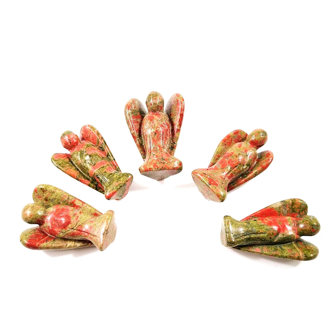 Huiying Gemstone Assorted Angels 1.5 Inch Wholesale Gemstone Unakite Angel Crafts