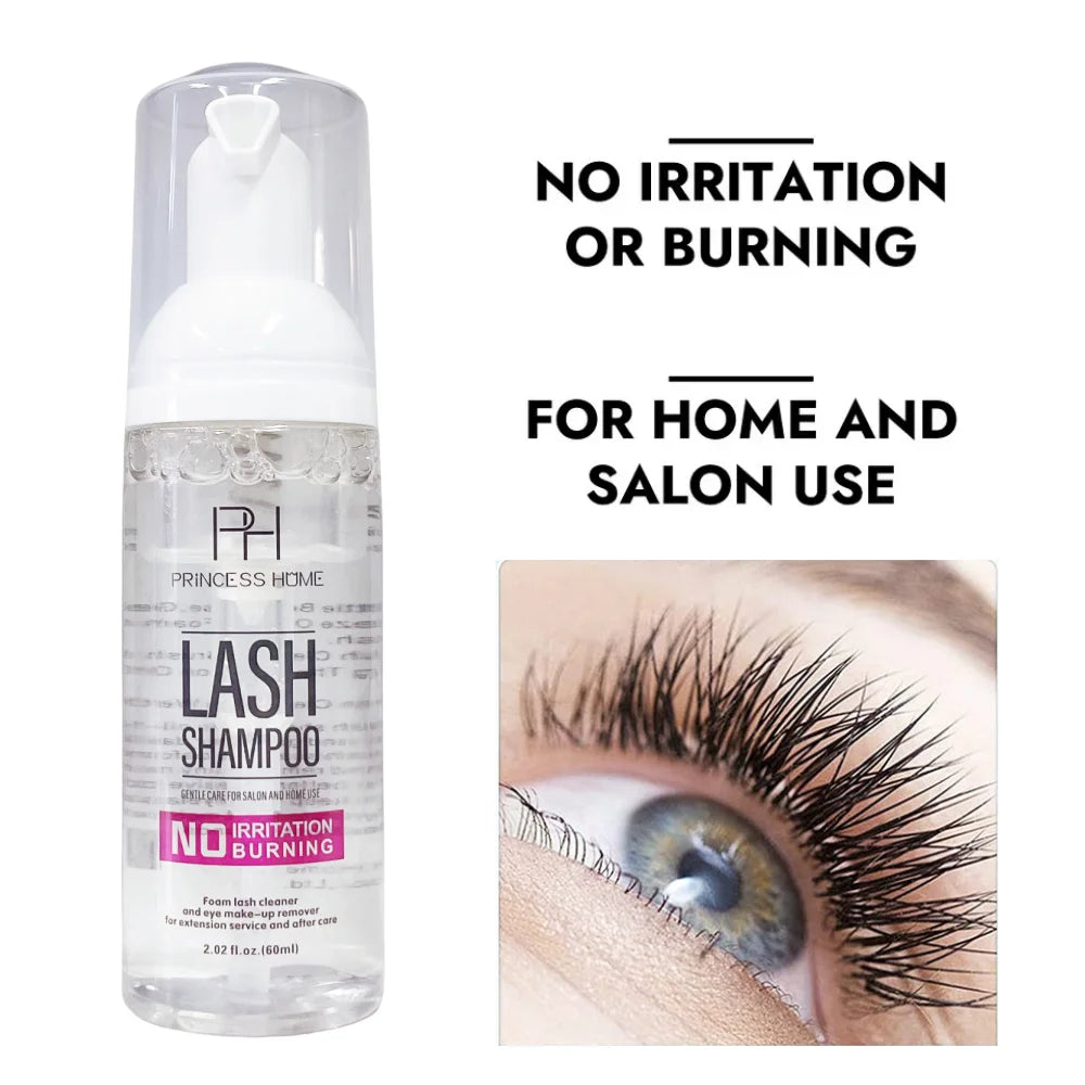 Private Label 60ml Peach Scent  Korean Own Brand   Eye Shampoo Pump Bottle Cleansing Lash Extension Cleansing Lash Foam