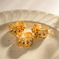 Personality Colored Zircon Adjustable Ring Stainless Steel 18K Gold Plated Ring Jewelry Women