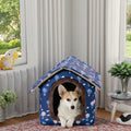 Large Foldable Pet Bed Soft Warm Winter Nest Animal Pattern Fashionable Semi-Enclosed Cat Dog Tent House Removable Cover Foam PP