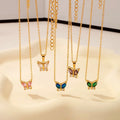 Fashion Fine Cute 18K Gold Plated Stainless Steel Jewelry Wholesale Diamond Zircon Butterfly Pendants and Charms Ladies Necklace