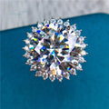 Silver 925 Original Brilliant Cut 13 Carat Diamond Test Past D Color Moissanite Sunflower Ring for Women Wedding Fine Jewelry