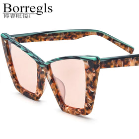 Borregls Matte Acetate Multicolor Polarized Sunglasses Women Cateye 2025 New Brand Designer Cat Eye Mirrored Sun Glasses 19290T