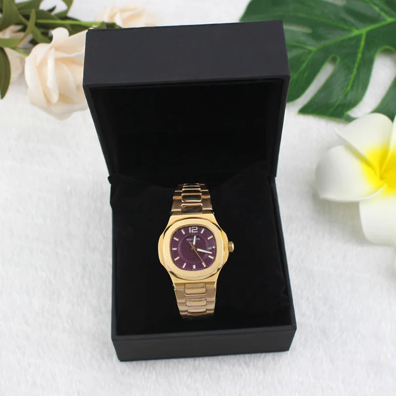 Spot Black Leather Watch Box Female PU Jewelry Box Flip Jewelry Storage Exquisite Jewelry Box