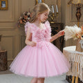 Child Temperament Embroidered Girl Party Dresses for Kids Yellow Noble Flower Girls Dresses for Children 2-10 Years Old