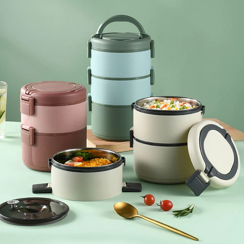 Custom Multilayer Vacuum Insulated Stainless Steel Stackable Thermal Lunch Box Set Airtight Food Container Stackable Bento Box