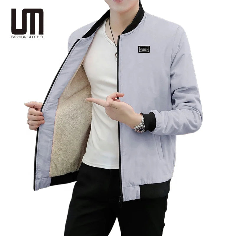 Liu Ming Trending Product 2025 Autumn Winter New Fashion Plus Fleece Thick Warm Casual Bomber Jacket Coat for Men
