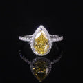 AR028 Abiding Factory Price Water Drop Shape 7x11MM Coloful Yellow Zircon 925 Silver Halo Half Eternity Engagement Rings