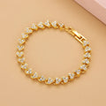 Hot Sale Luxury 3 Colors Gold Silver Plated Heart  Zircon Crystal Bangle Bracelet for Women Girls