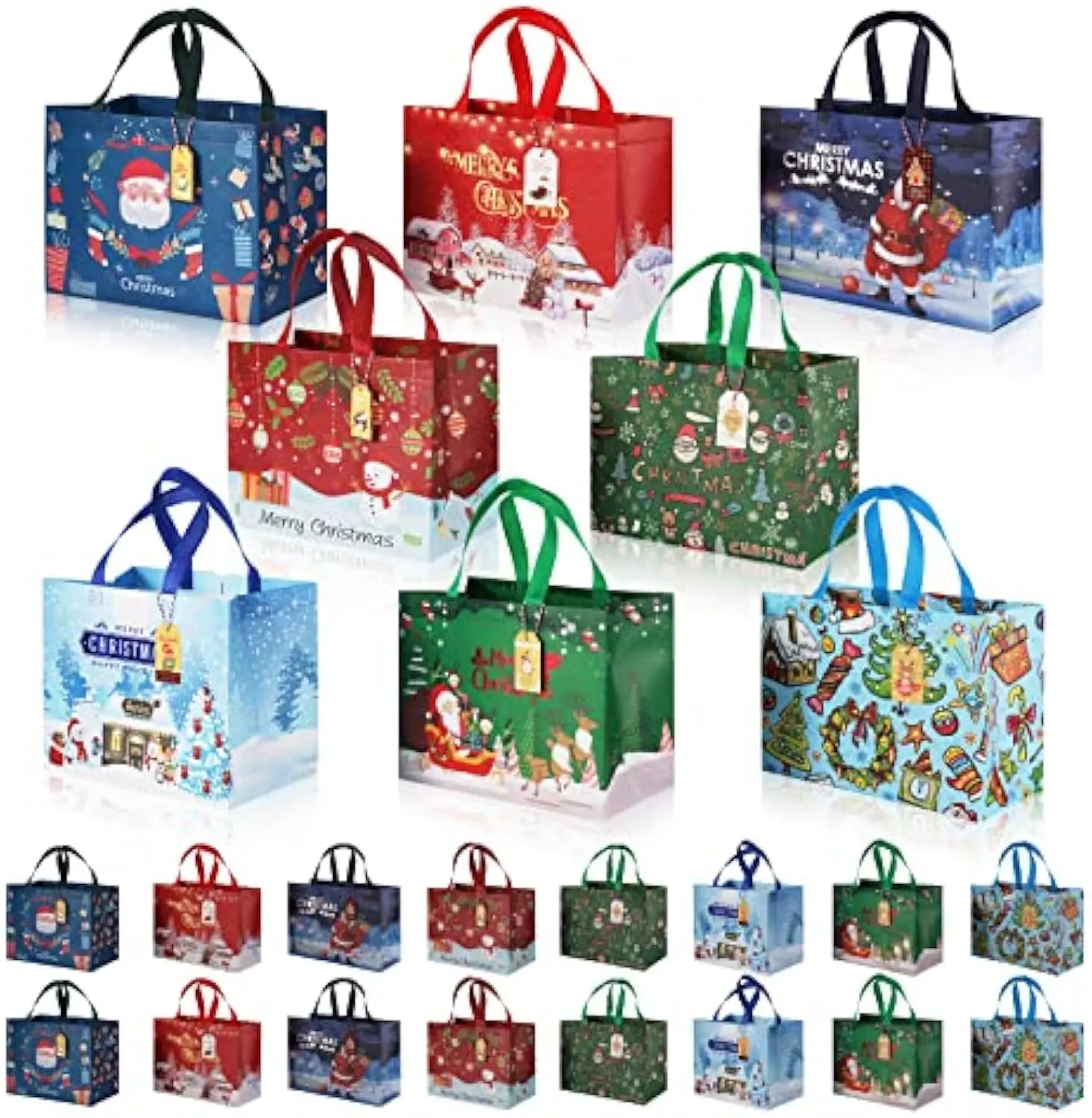 Best Quality Eco-friendly Reusable Handle Tote Bag Custom Christmas Gift Jute Non-Woven Logo Letter Pattern Shopping Bag