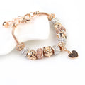 2021 Hot Sale Gold Charms Bracelets Oem Bracelet for Women Girls Jewellery Diy Jewelry Ladies Heart Pendant Glass Beads Bracelet