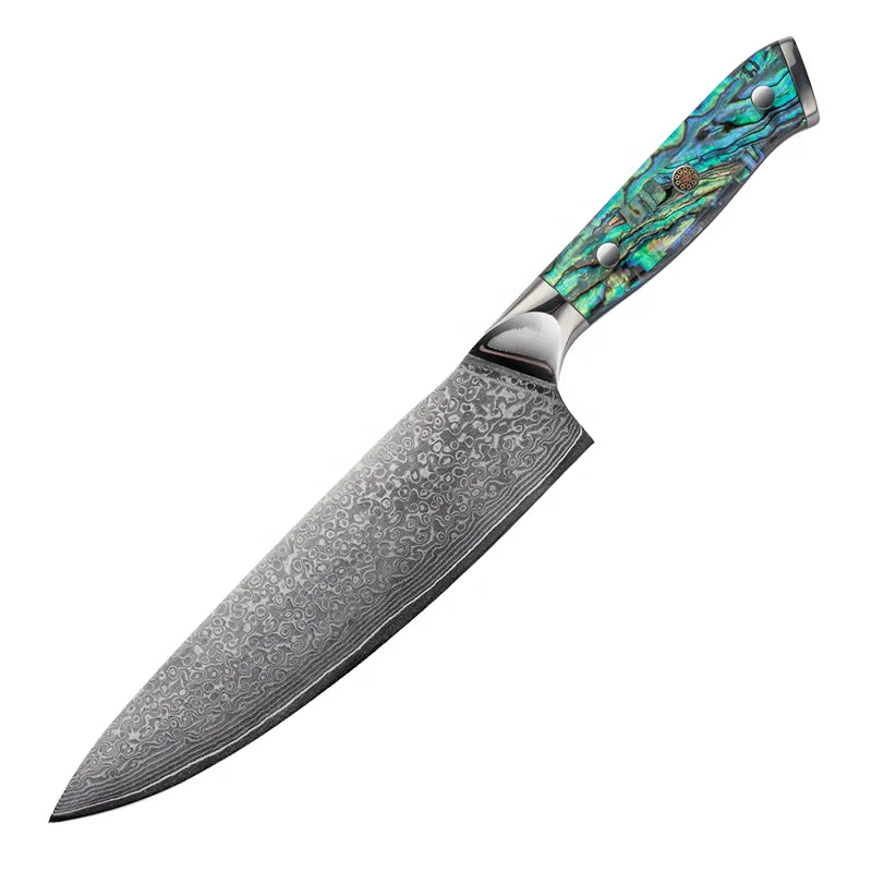 8 Inch Chef Knife JDH Damascus Kitchen Knife 67 Layers Damascus Steel with Abalone Shell Handle