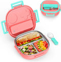 Kid's Stainless Steel Leakproof Bento Lunch Box with 3 Compartments Portable Cutlery BPA Free & Dishwasher Safe