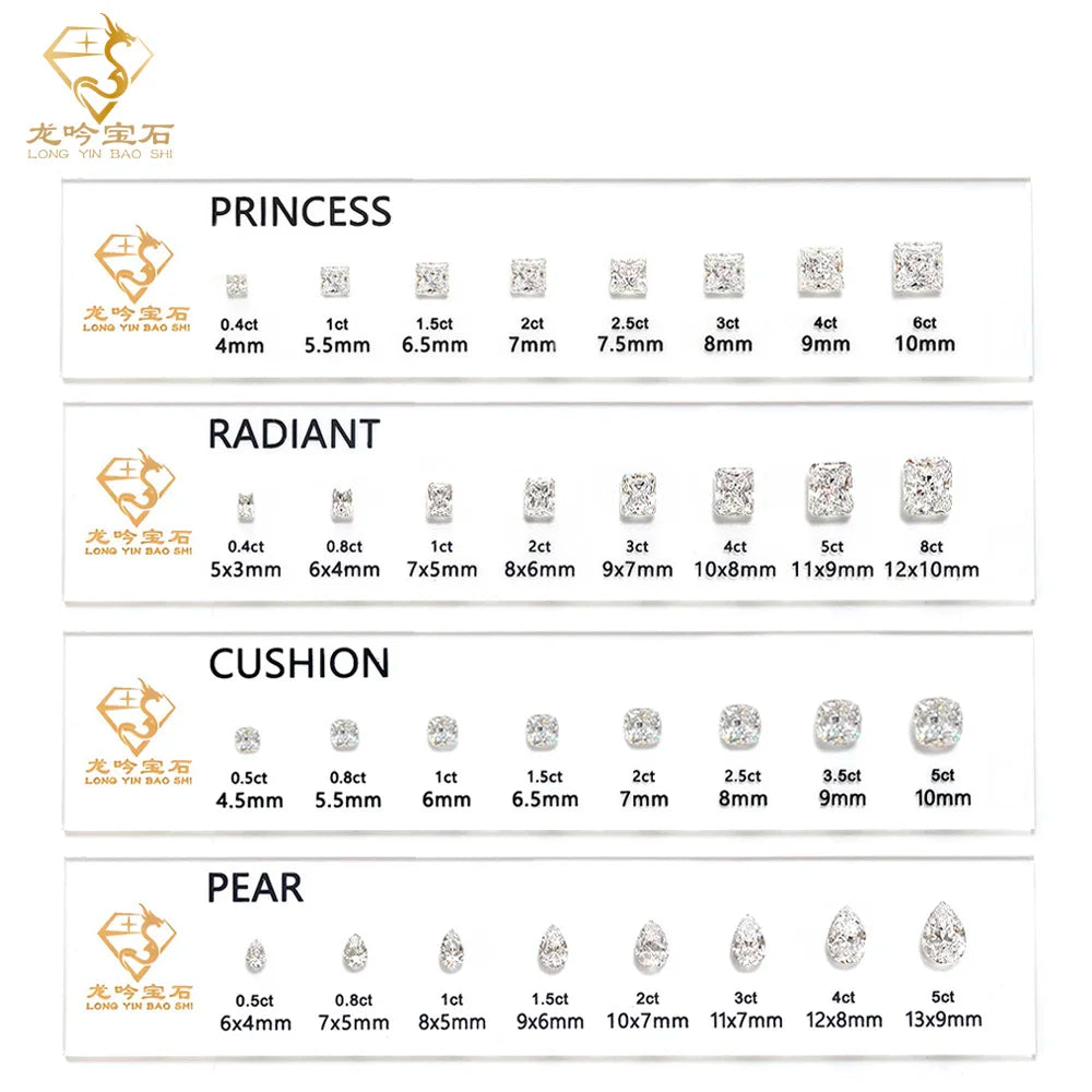 New Design INS Hot Sale Rings Main Stone Size Reference 1.0ct 2.0ct 3.0ct 5.0ct Diamond Carat Chart 5A White Cubic Zirconia