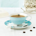 Modern Eco-Friendly Ceramic Bone China Tea Cup and Saucer Set with Spoon 220ml/450ml Travel-Friendly Customizable Design
