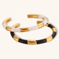 Factory Wholesale 18k Gold Plated Stainless Steel Water Proof Enamel Jewelry Bracelet Bangles for Women