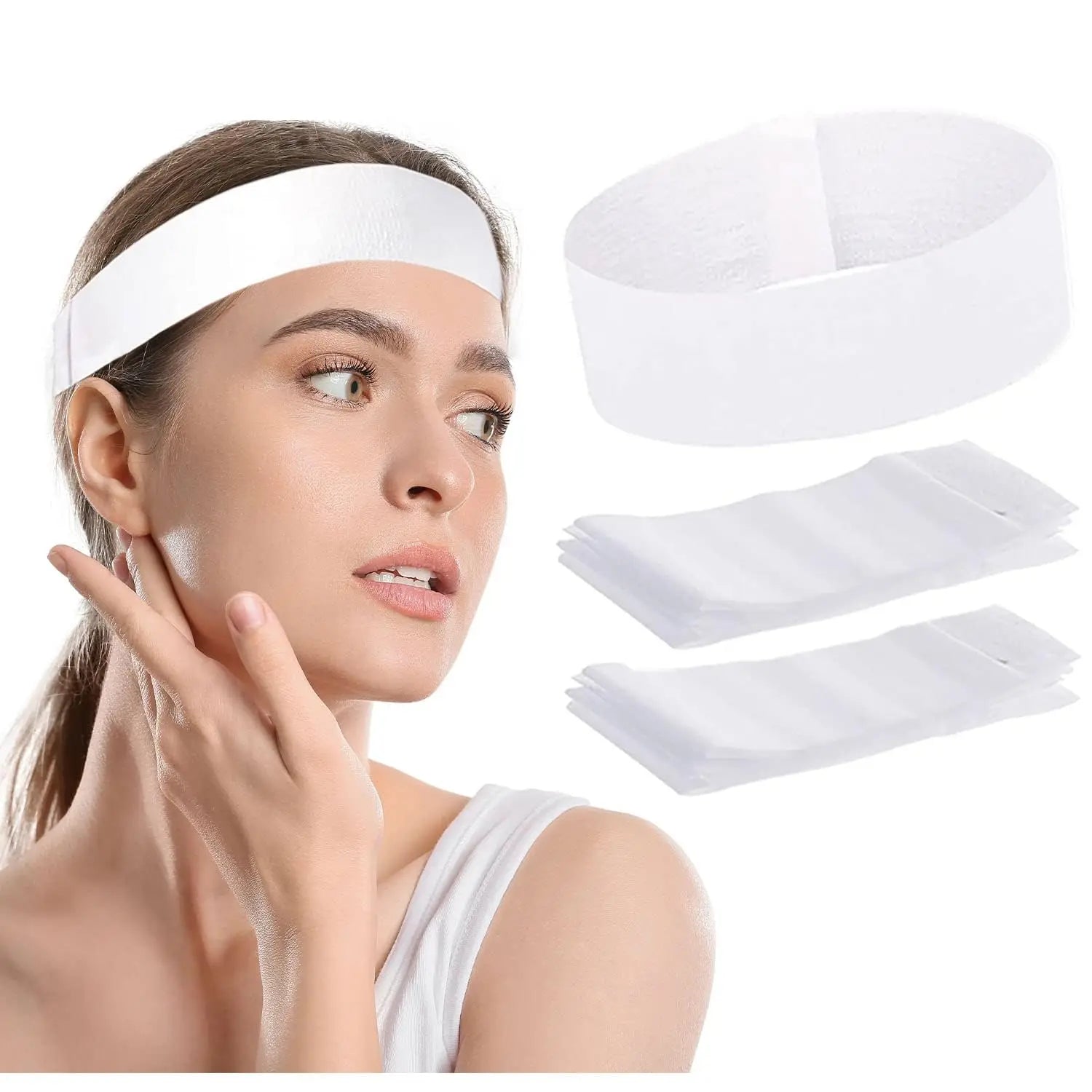 Non-Woven Facial Headband Soft Skin Care Hair Band with Convenient Closure for Women Girls Salons Esthetician Supplies Black