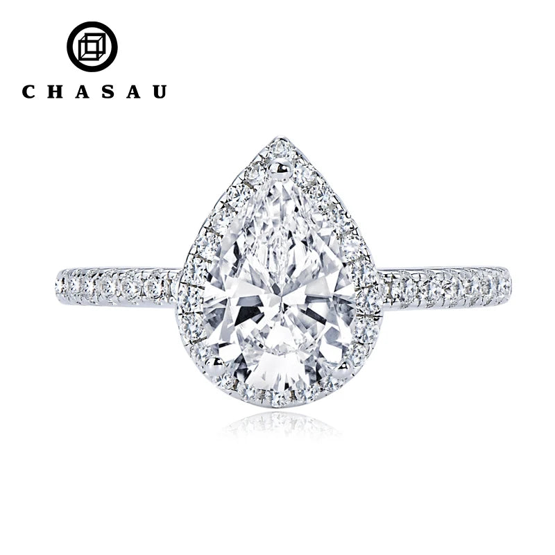 Fashion Fine Jewelry 925 Sterling Silver Pear Cut Waterdrop Shape 2 Carat 2.0ct Moissanite Wedding Engagement Diamond Ring