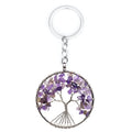 Wire Wrapped Moon Pendant Tree of Life Chakra Carabiner Keychain Amethyst Rose Chakra Silicone PVC 13cm