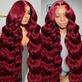 Customized Glueless Human Hair Wigs 13*4 Transparent Lace Frontal Wigs 99j Color Body Wave Vietnamese Human Raw Hair Deep Wave
