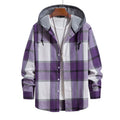 RNSHANGER Men Casual Plaid Print Shirt Hooded Collar Long Sleeve Cardigan Shirt Geometric Loose Beach Social Dress Shirt