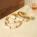 2026 New White Enameled Star Evil Eye Zircon Cuff Bracelet 18K Gold Plated Stainless Steel Drop Oil Fashion Charm Bracelets
