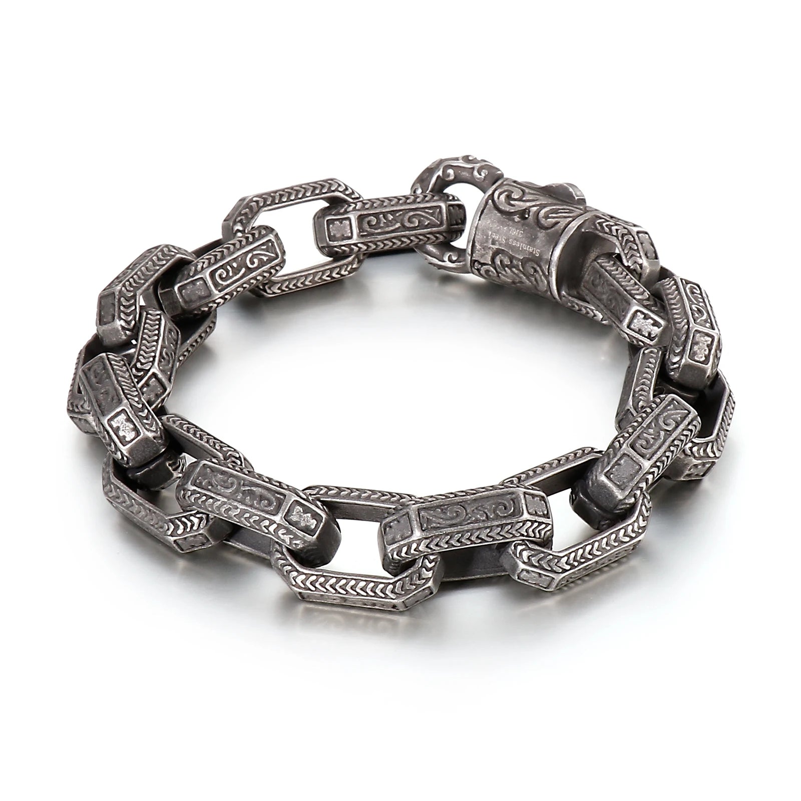 KALEN Vintage Designer Bangle Bracelet Stainless Steel Chain Bracelet for Men