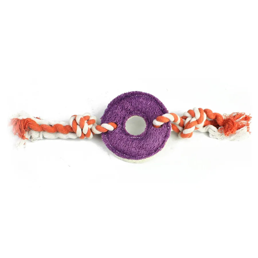 Eco-Friendly Interactive Training Dog Toy Cotton Rope Loofah Ring for Nibbling & Teeth Brushing