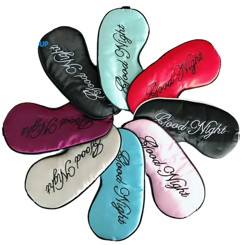 2026 Custom Wholesale Travel Sleep Mask Velvet Polyester Eye Mask with Pouch for Sleeping