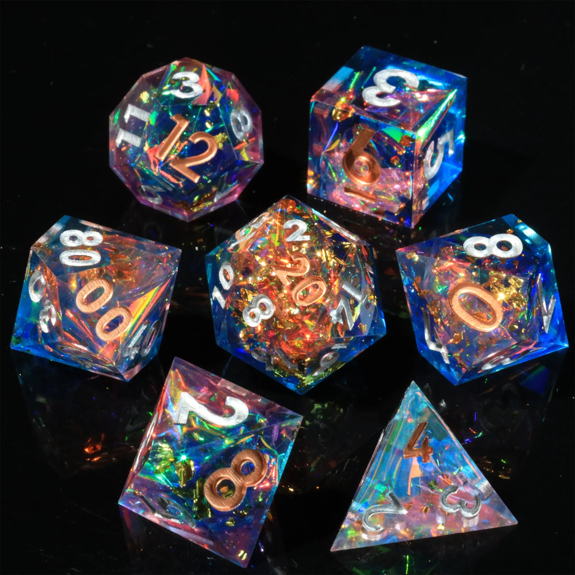 MINI PLANET DND Dice Set Handmade Colored Polyhedral Resin Dice With Sharp Edges for TRPG Games Custom DND Dice Set and D6 D20