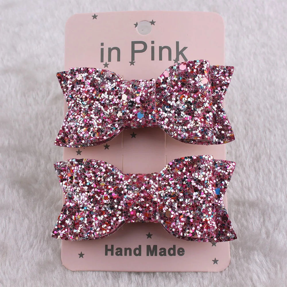 12pcs Kids Hair Accessories Sequin Bows Barrettes Hair Clips for Baby Girls Alligator Toddler Hair Clips