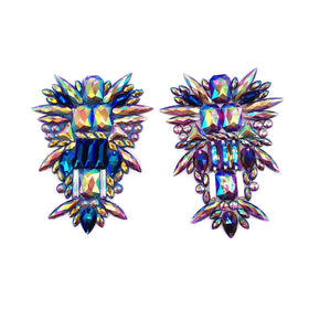 Carnival Garment Accessories Colorful Resin Rhinestone Patches Hotfix Cabochon Iron-on Appliques for Dresses Shoes Rhinestones