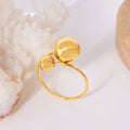 Wholesale Stainless Steel Stainless Steel Beaded Ring Gold Plated Open Adjustable Rings for Women