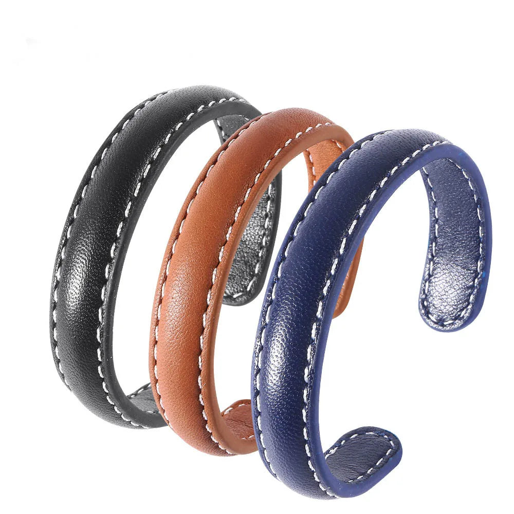 Jachon New Simple 2024 Fashion Adjustable Leather Bracelet Brown Genuine Leather Cuff Cowhide Bracelet