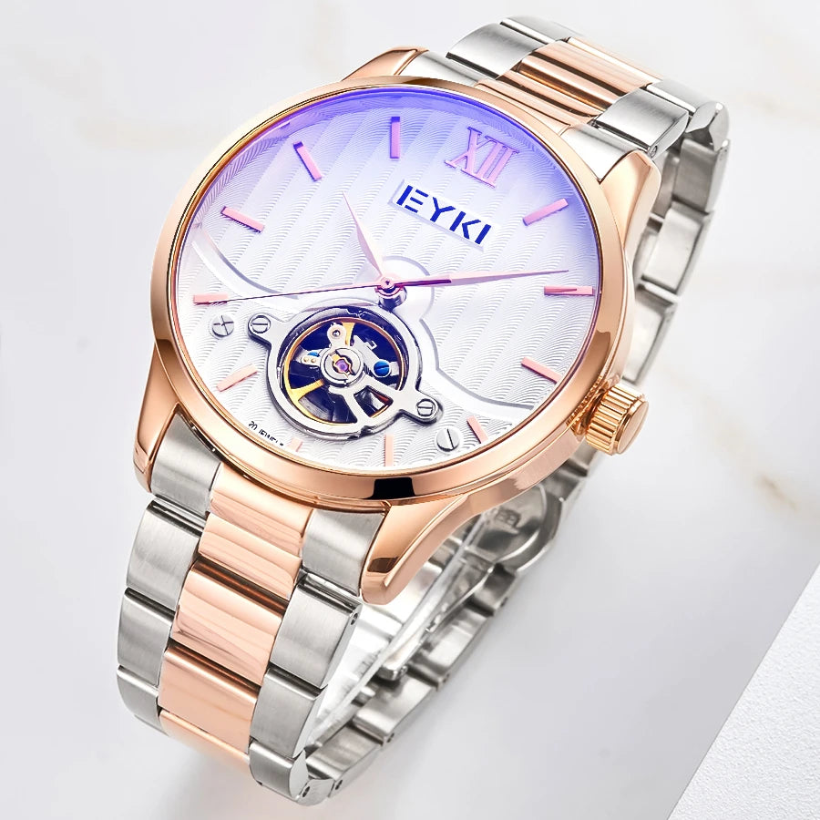 Elegant Watch for Men's Automatic Mechanical Watch Analog Stainless Steel 30M Waterproof