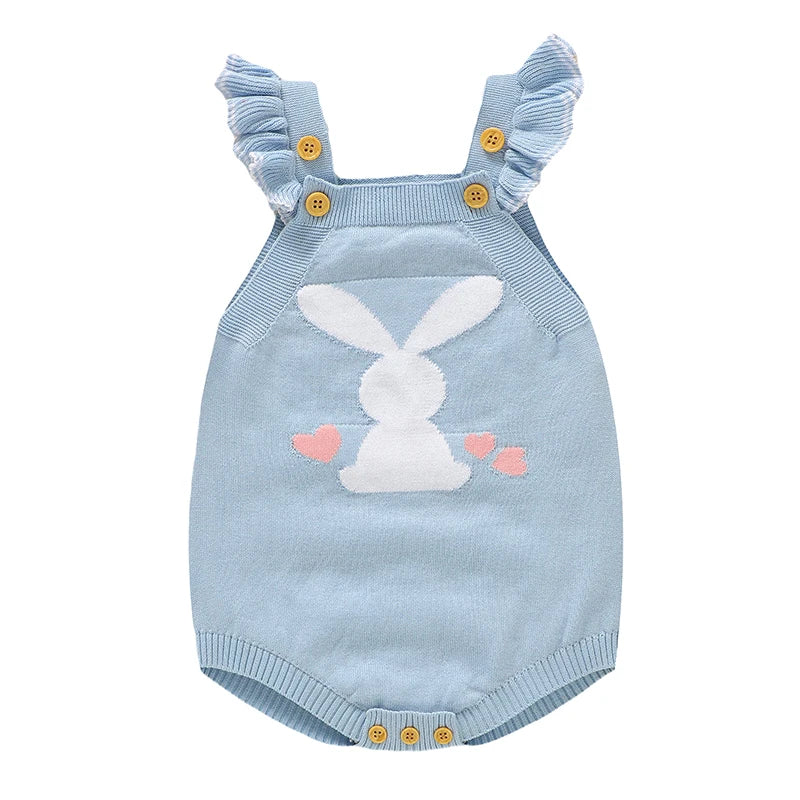 Mimixiong 2024 Hot Sale Boutique Toddler Clothes Newborn Cotton Baby Knitted Sleeveless Cute Bunny Romper Knitted Wear for Girls