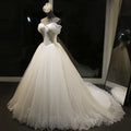 AL1097 2025 New Summer Simple White Long Tail French Main Wedding Dress Ball Gown Luxury Bride Wedding Dress Beach