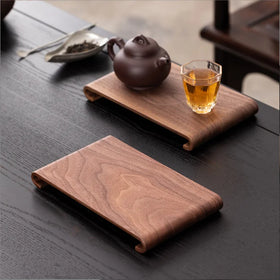 High-end Solid Walnut Wood Chinese Style Eco-Friendly Rectangle Custom Logo Household Small Simple Tea Tray