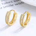 925 Sterling Silver Earring Hollow Two Double Layers Row of Zircon Gold Plated Hoop Earrings for Women