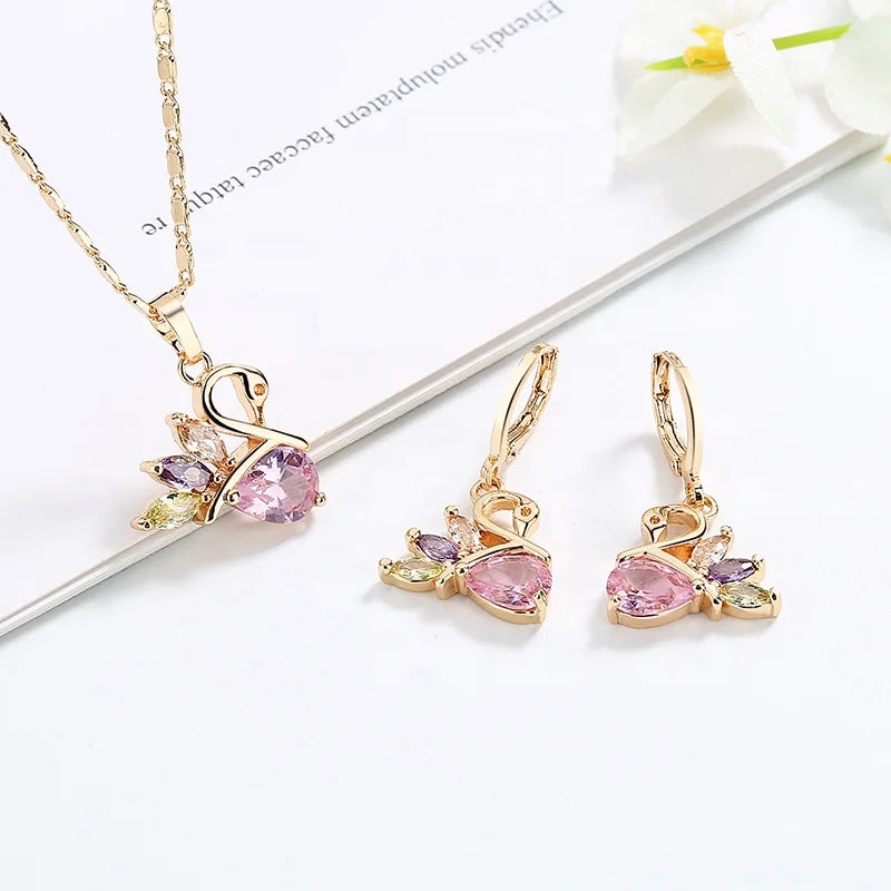Wholesale Fashion Party 18k Gold Necklace Earrings Jewelry Set Antique Jewelry Sets for Women