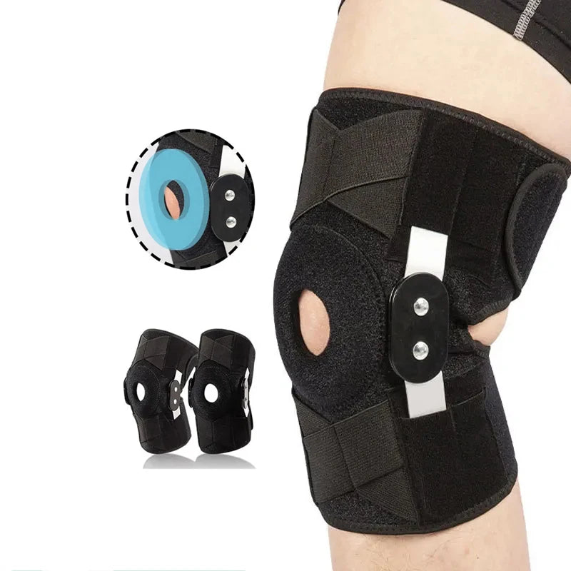 Mountaineering Rehabilitation Exercise X Shape Pressuring Strap Thicken Knee EVA Pad Brace with Two Metal Aluminum Support Bars