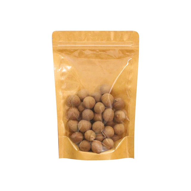 Eco-Friendly Stand-Up Ziplock Bag with Window Mylar Zipper Sealed Kraft Paper Doypack Food Packaging for Sugar and Pet Food