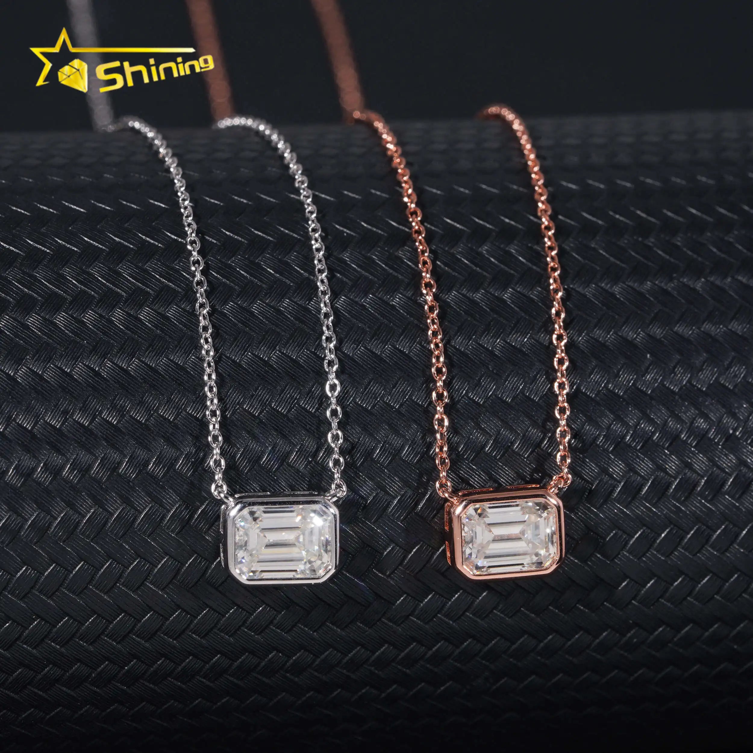 Fashion Moissanite Women Jewelry Necklace 925 Silver 6x8MM 2CT Emerald Cut Moissanite Pendant Necklace GRA Certificated