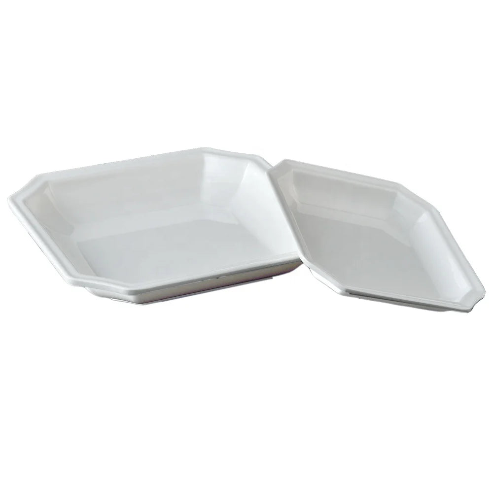 Wholesale Restaurant Tableware 9 Inch Unbreakable White square Melamine Dinner Plate