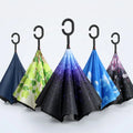 Long Pole Double-layer C-type Holding Free Automobile Reverse Umbrella Folding Umbrella Sunny Umbrella Custom Logo Carton 2pcs