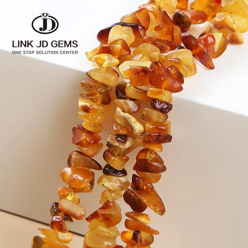 Brand Direct Sales Natural Amber Crushed Stone Irregular Shaped Drilled Loose Beads Strand for Making Necklace Jewelry DIY Beads