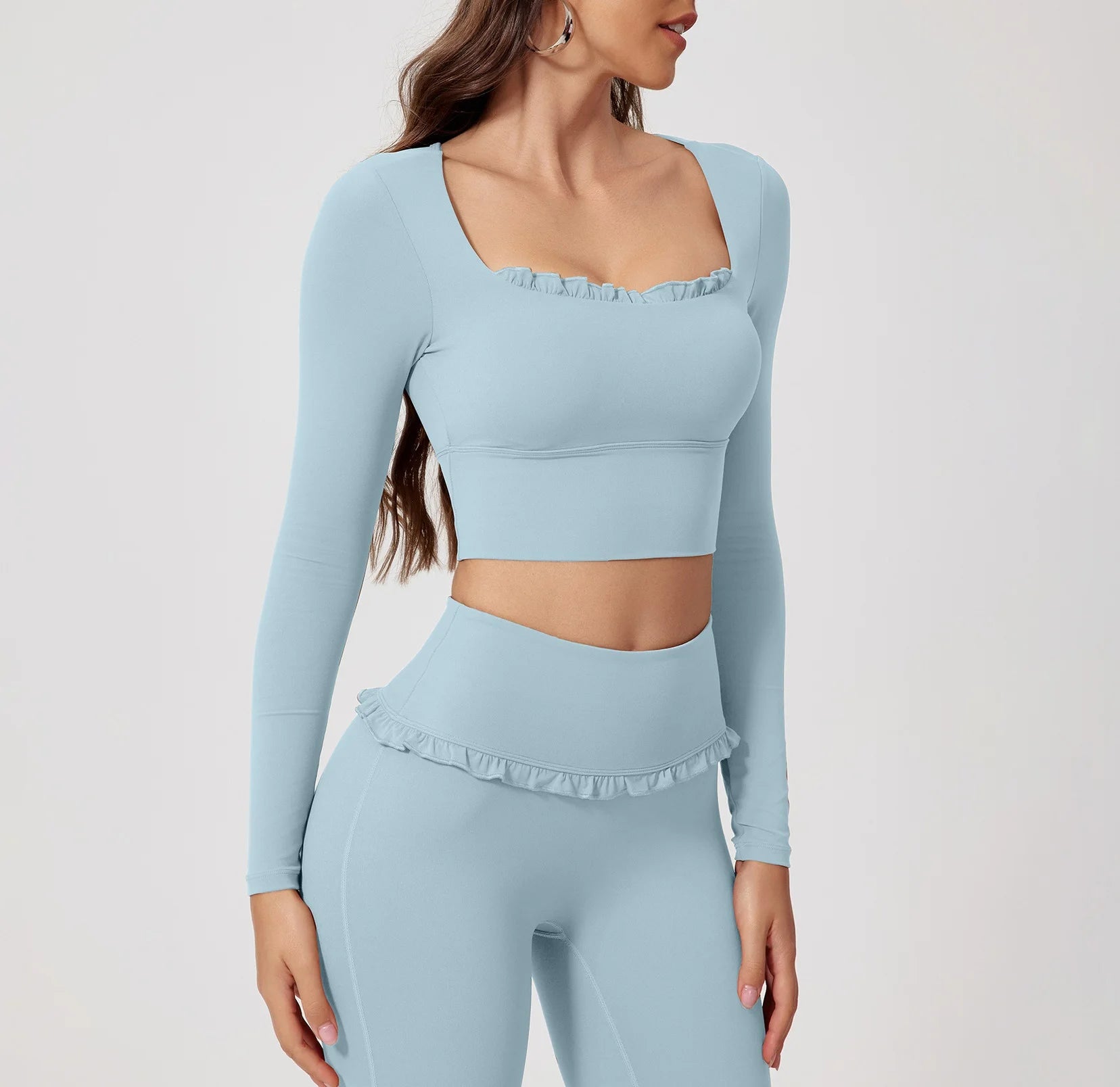 Custom Activewear Crop Top Long Sleeve T Shirts Gym Outfit Woman Tops Workout Fitness Yoga Tops for Woman