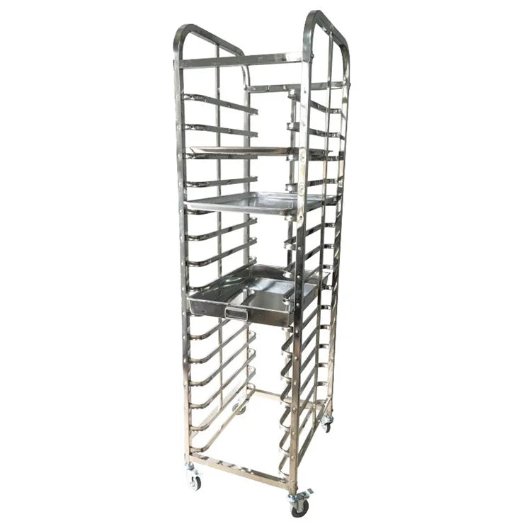 Stainless Steel Bakery Trolley Restaurant Kitchen Oven Rack Baking Tray Pan Bread Cooling Rack Trolley MegaBDM